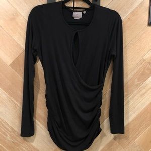 Anthropologie Black Wrap Top with Cutout Neckline